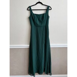 Birdy Grey Alex Emerald Green Chiffon Square Neck Maxi Bridesmaid Dress Medium